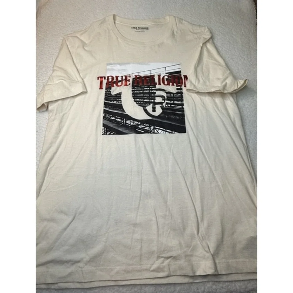 True Religion Mens' Relaxed Bench Tee Off White Short Sleeve Shirt Sz XXL Casual
